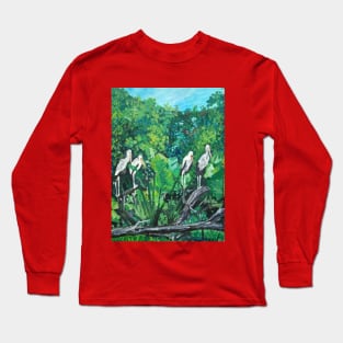 Stork's are taking rest on the tree. Long Sleeve T-Shirt